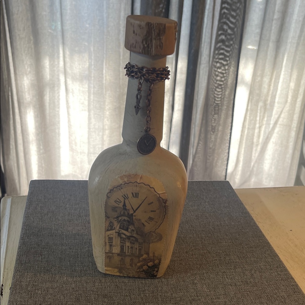 Decorative Bottle with Clock Design